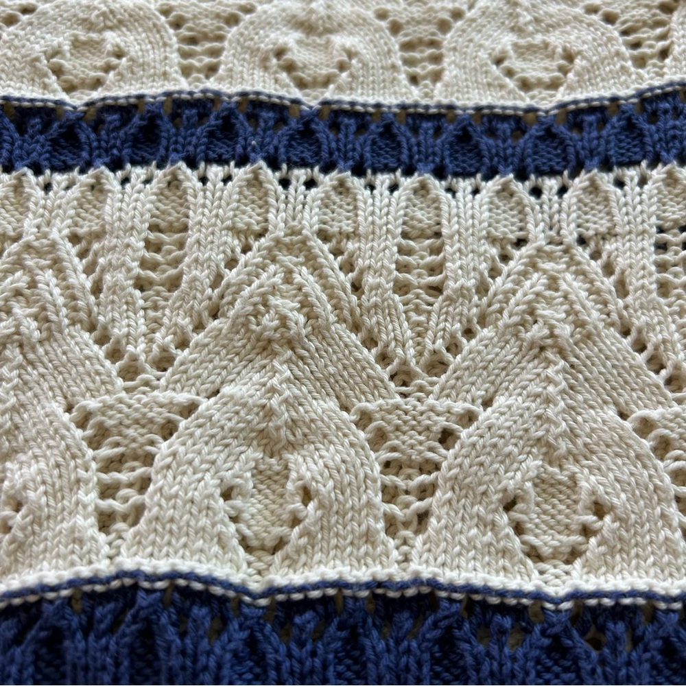 Universal Thread Crochet Navy Cream‎ Collared Sweater Size Small - Picture 4 of 8